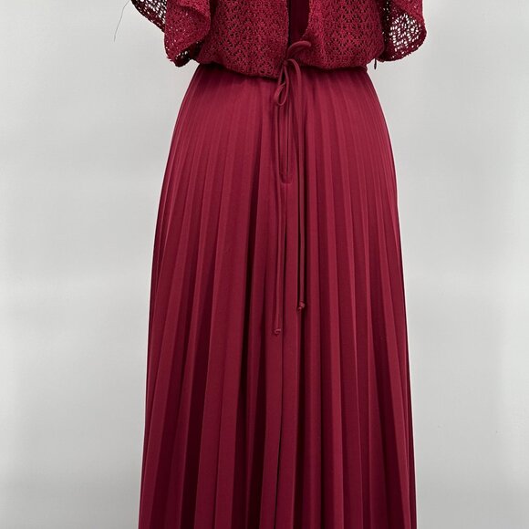 Vintage 1970s Garnet Red Polyester Floor Length Dress - Picture 4 of 4